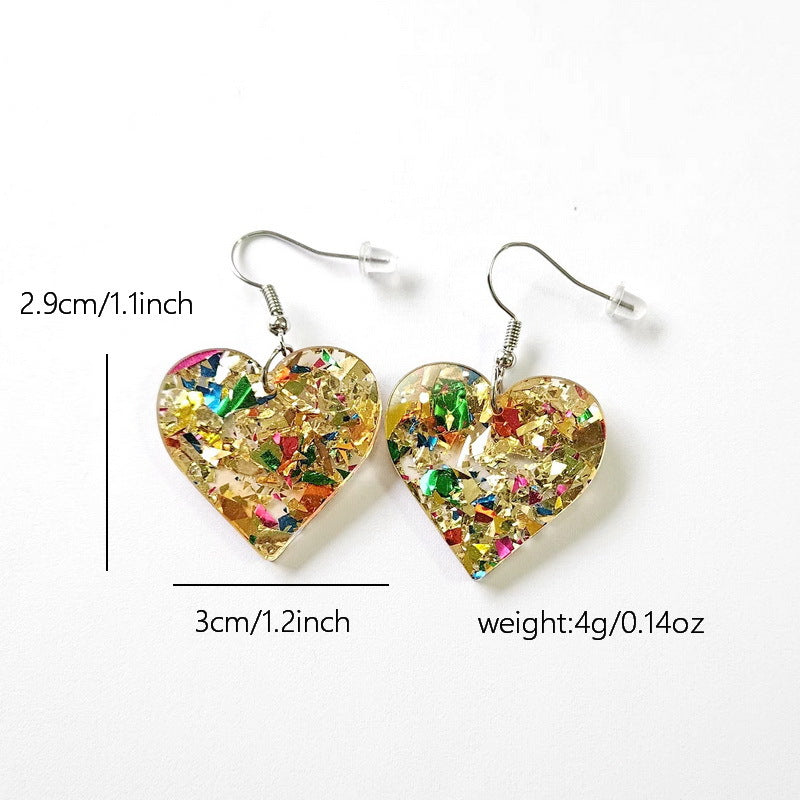 Wholesale Acrylic Valentine's Day Colorful Sequin Heart Shaped Love DIY Earrings