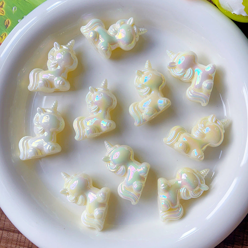 Wholesale Luminous Unicorn Through-hole Bead  Acrylic Beads