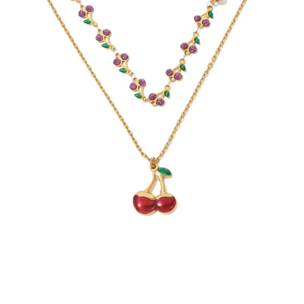Wholesale Cherry Beaded Pearl Flower Pendant Necklace