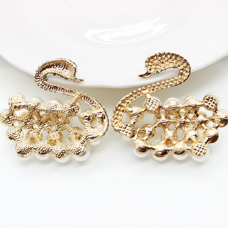 Wholesale Alloy Left and Right Pearl Swan Diy Mobile Phone Case Accessories