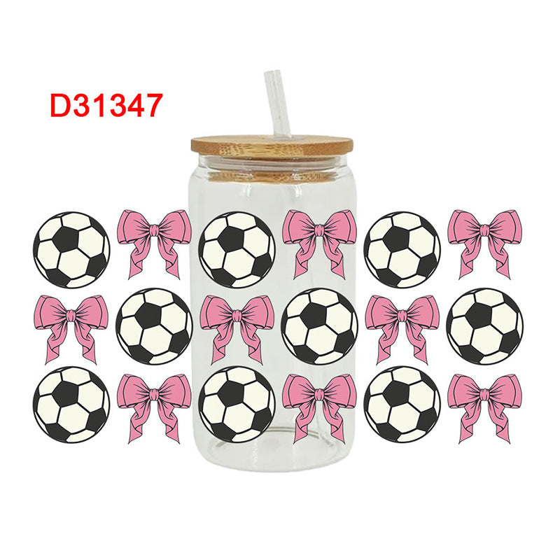 Wholesale  Ball sports bow 16oz Cup UV DTF Wraps