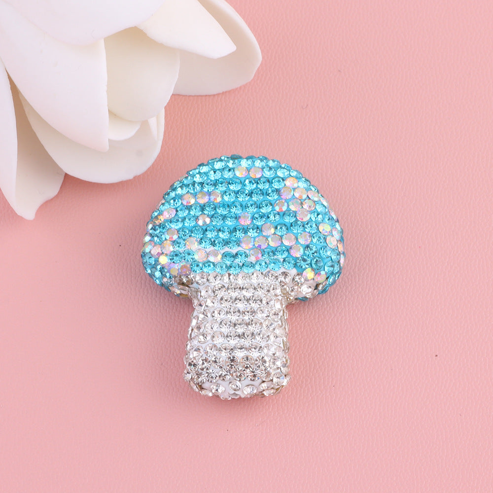 Wholesale 5pcs Starry Sky Colorful Mushroom Full Diamond Clay Drill Ball Straight Hole DIY Beads