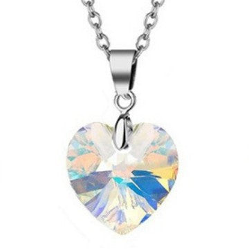 Wholesale Blue heart-shaped crystal silver chain necklace