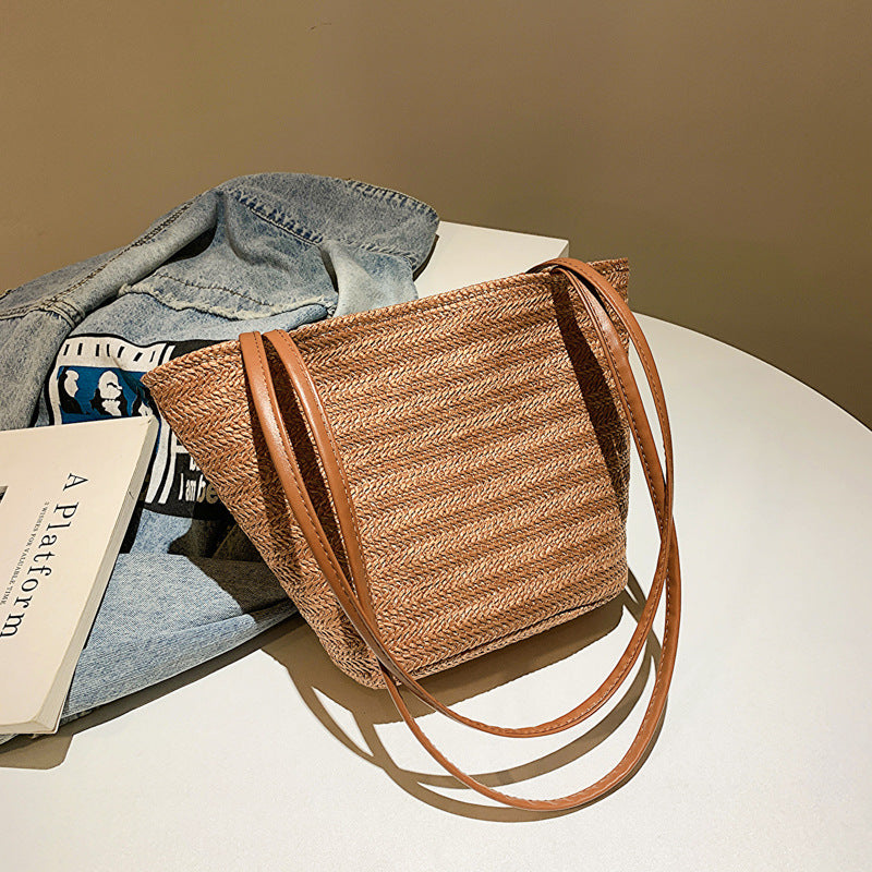 Wholesale High Capacity One Shoulder Handheld Straw Woven Bag