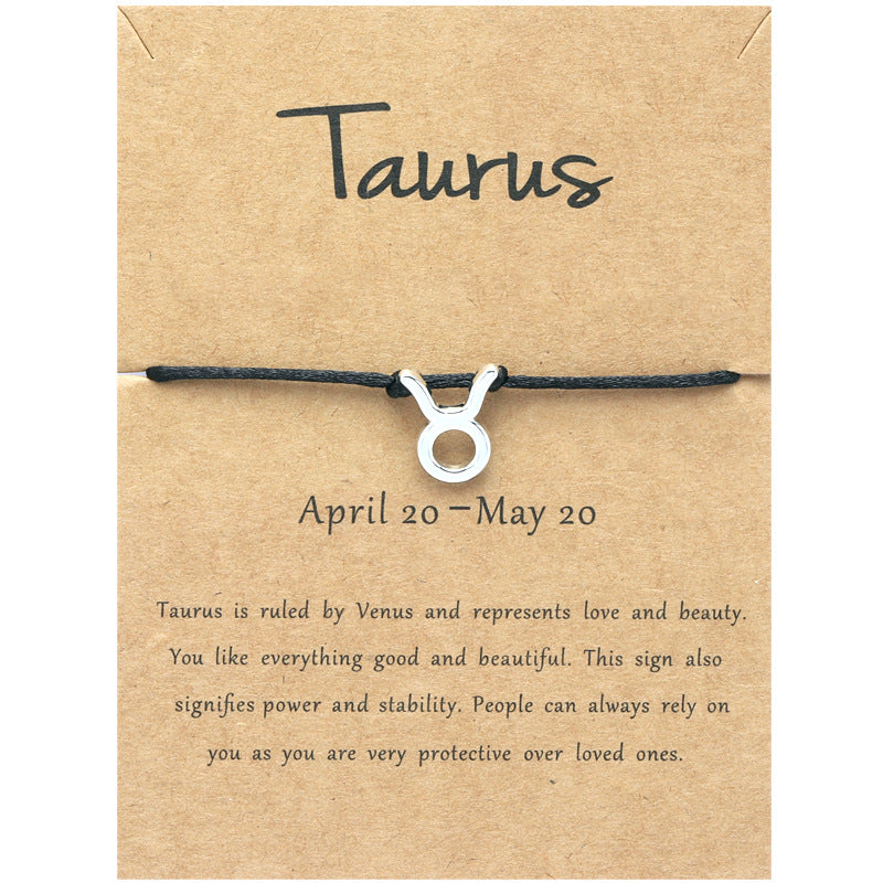 Wholesale Twelve Constellation Adjustable Black Cord Bracelet