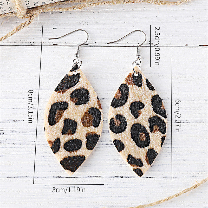 Wholesale Western Style Leopard Print Leather Earrings Retro Ethnic Oval Design Fashion Jewelry Accessory For Gift Party Wear Boutique Resale