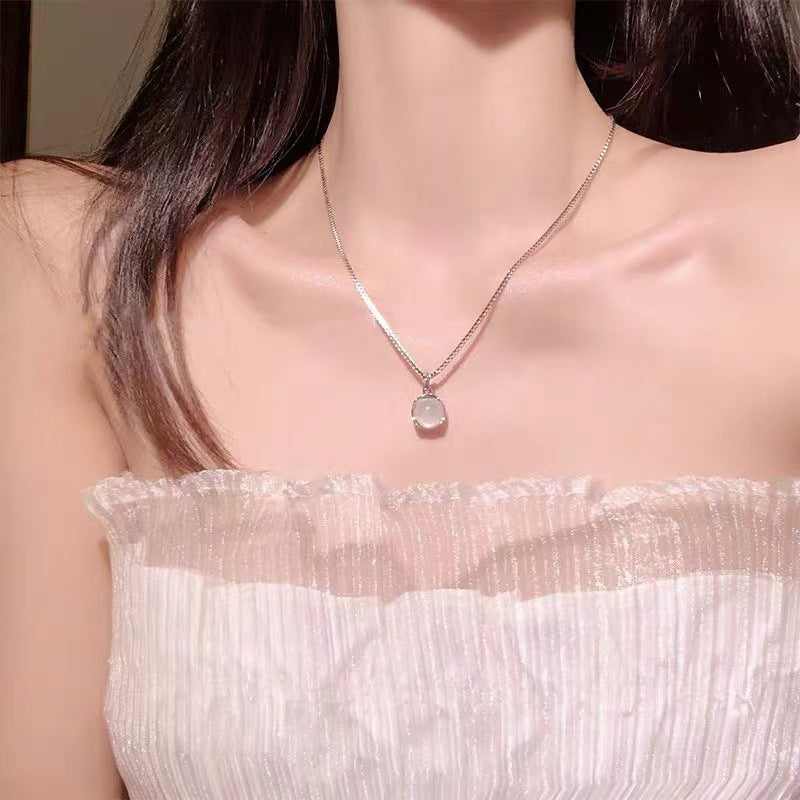 Wholesale Aquamarine design necklace pendant moonstone clavicle chain
