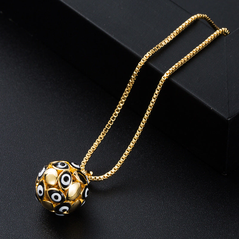 Wholesale copper plated real gold dripping eye geometric spherical evil eye necklace