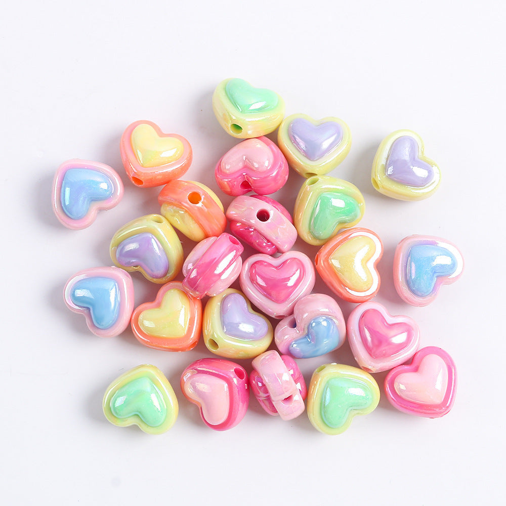 Wholesale 10pcs Macaron Color Acrylic Heart Five-Pointed Star Beads
