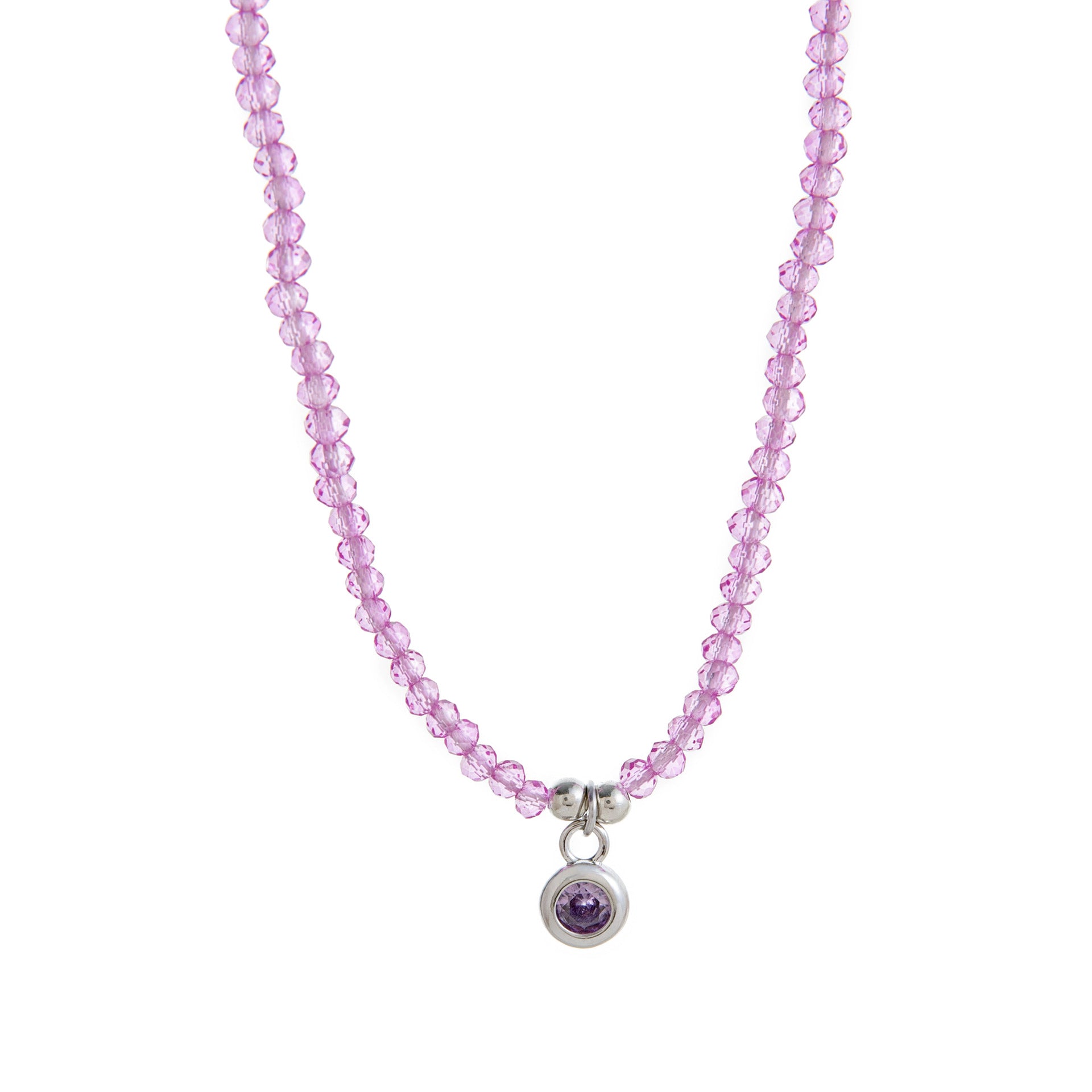 Wholesale Natural Moon Star Purple Beaded Zircon Necklace