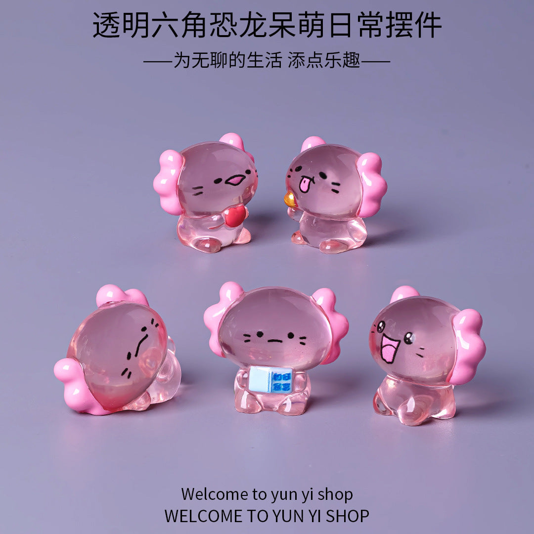 Wholesale Resin Cartoon Cute Transparent Hexagon Dragon Ornament Home Decor Gift Resale
