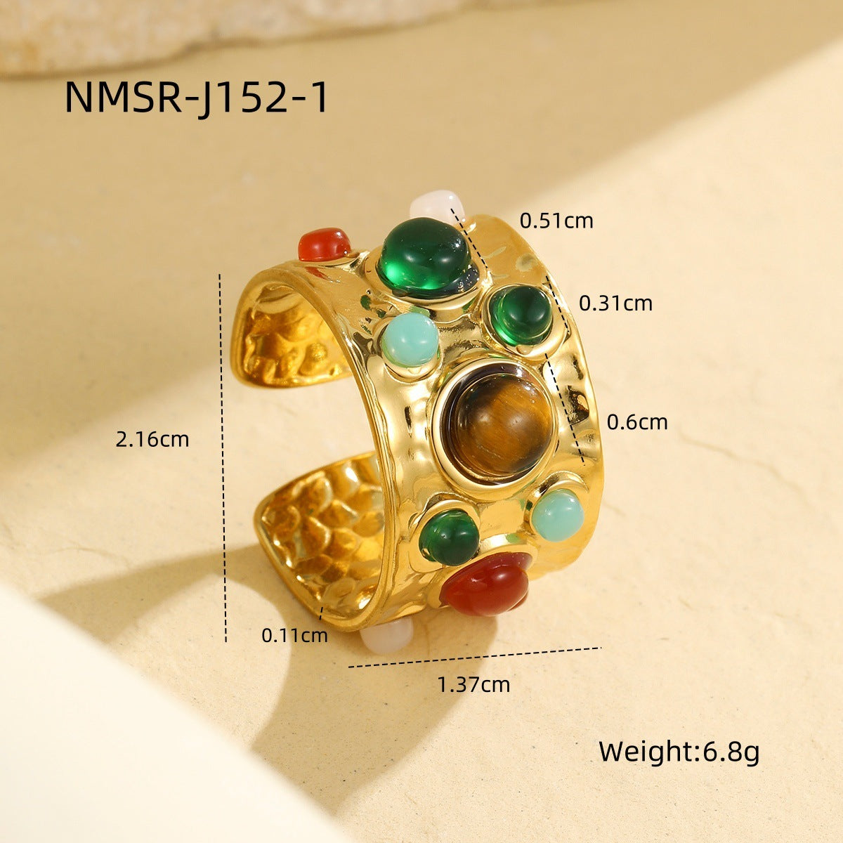 Wholesale French court style multi-gemstone open retro ring