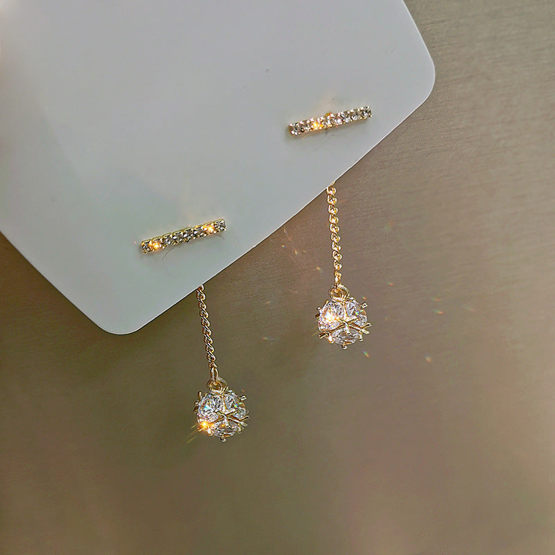 Wholesale Needle Elegant Love Heart Full Drill Crystal Earrings Fashionable High-end Feel Jewelry Accessories