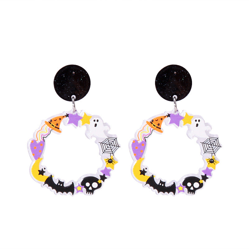 Wholesale  Acrylic Pumpkin Ghost Skull Drop Earrings For Women Party Wear Jewelry Accessory Gift Boutique Resale