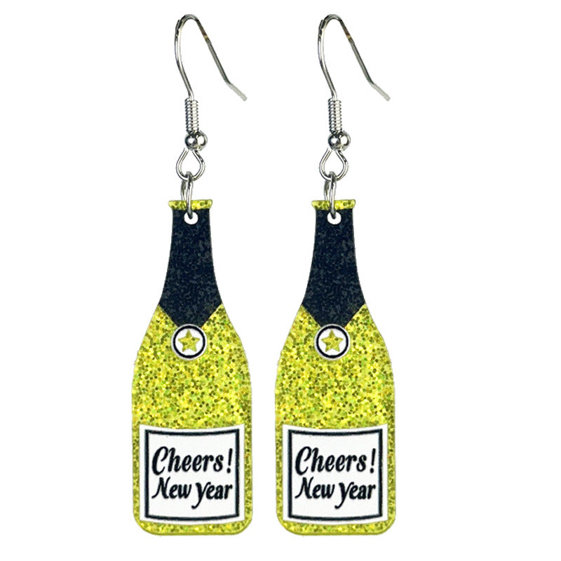 Wholesale Creative Design Fireworks Beer New Year Shiny Earrings
