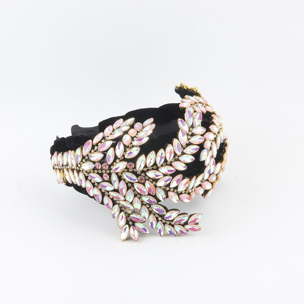 Wholesale Velvet diamond baroque ball braid headband