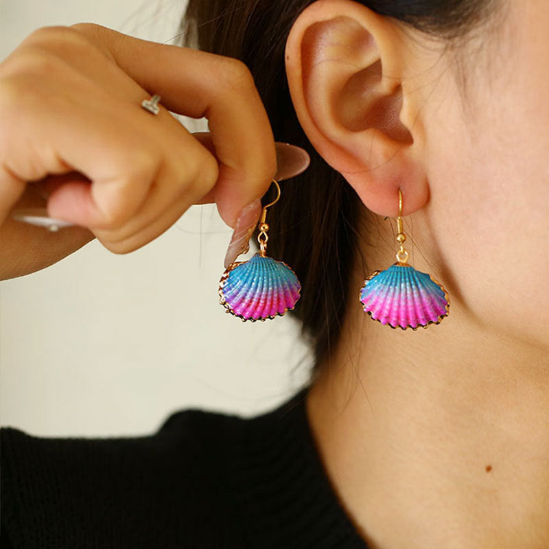 Wholesale ZA Alloy Colorful Shell Fashionable Exaggerated Personality Niche Earrings