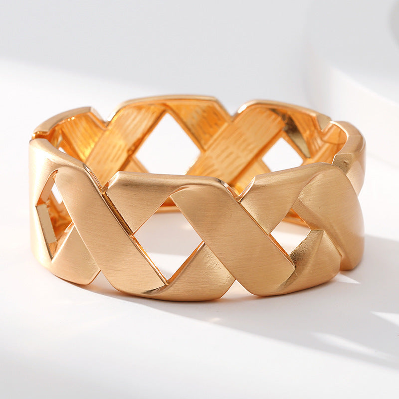 Wholesale X-shaped Design Hollow Widened Bracelet
