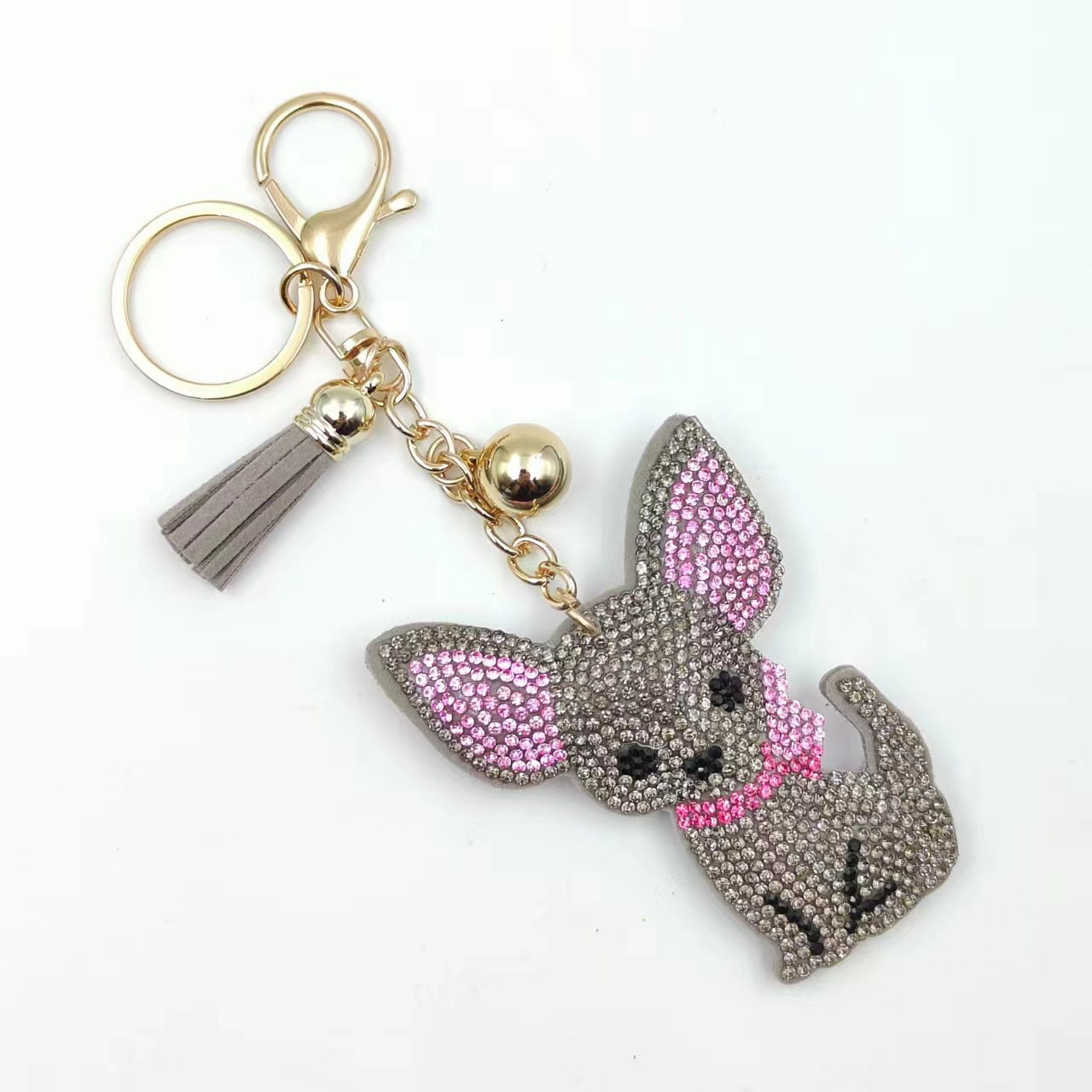 Wholesale  Cartoon Cute Cat Hot Diamond Cat  Tassel  Alloy Keychain