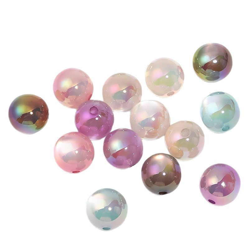 Wholesale Random 100pcs Colorful round jelly cat eye acrylic beads