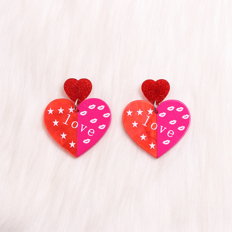 Wholesale Valentine's Day LOVE Contrasting Color Acrylic Earrings