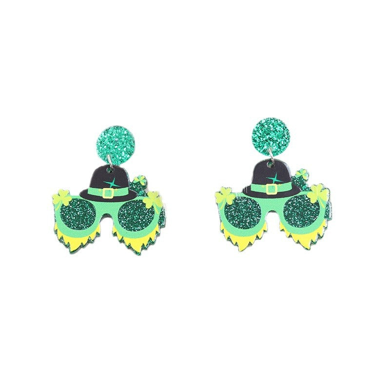 Wholesale Acrylic Earrings St. Patrick's Beer Festival Sunglasses Element Earrings