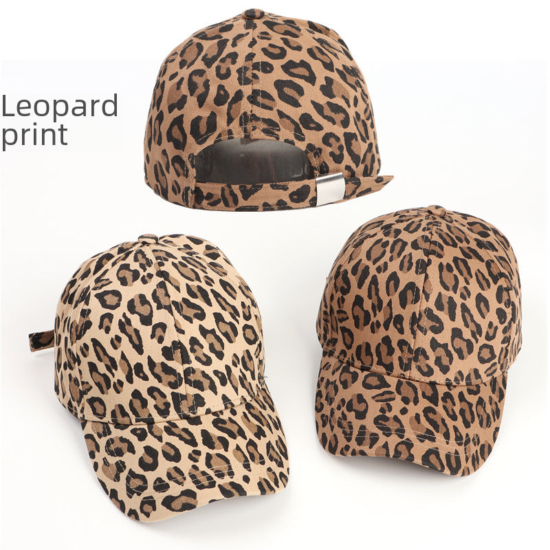 Wholesale Cartoon Cow Printed Curved Brim Baseball Cap Leopard Print Duckbill Cap