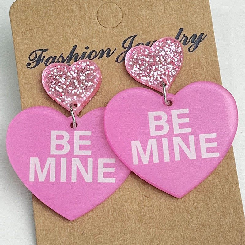 Wholesale 2 pairs/pack Valentine's Day Love Shiny Dog Mom Love Acrylic Earrings