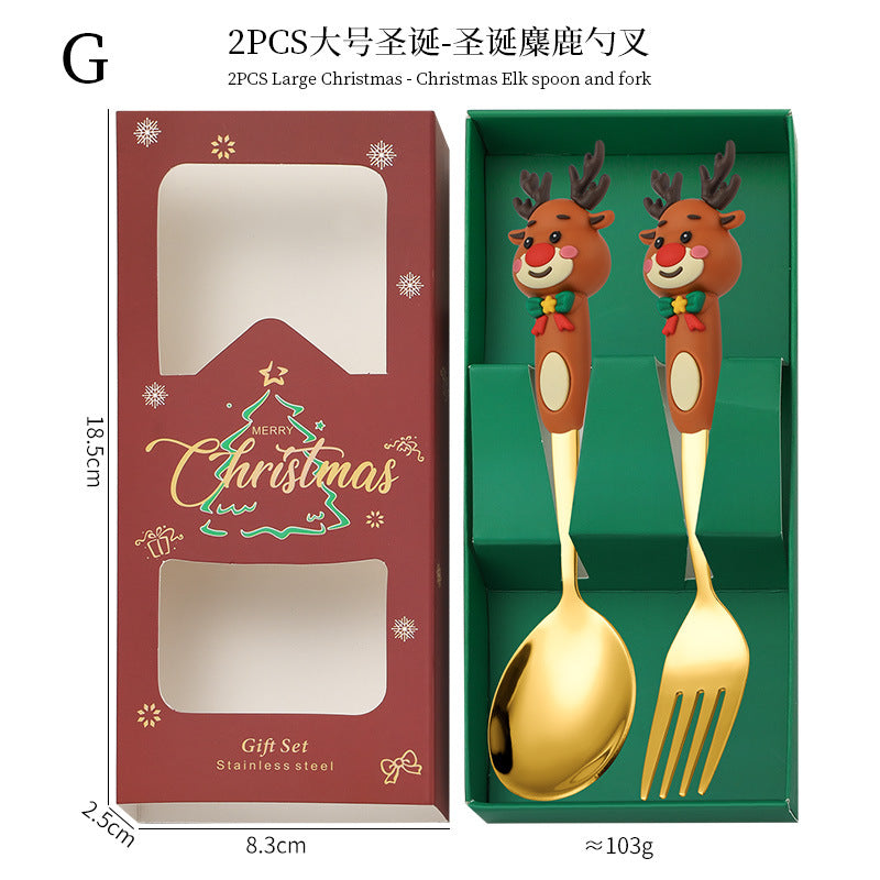 Wholesale Christmas Tableware Dessert Spoon Fork Cartoon  Spoon