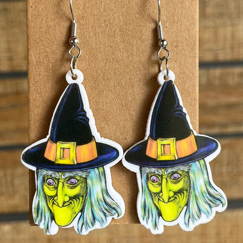 Pendientes acrílicos de gato negro de 2Pairs/Pack Halloween