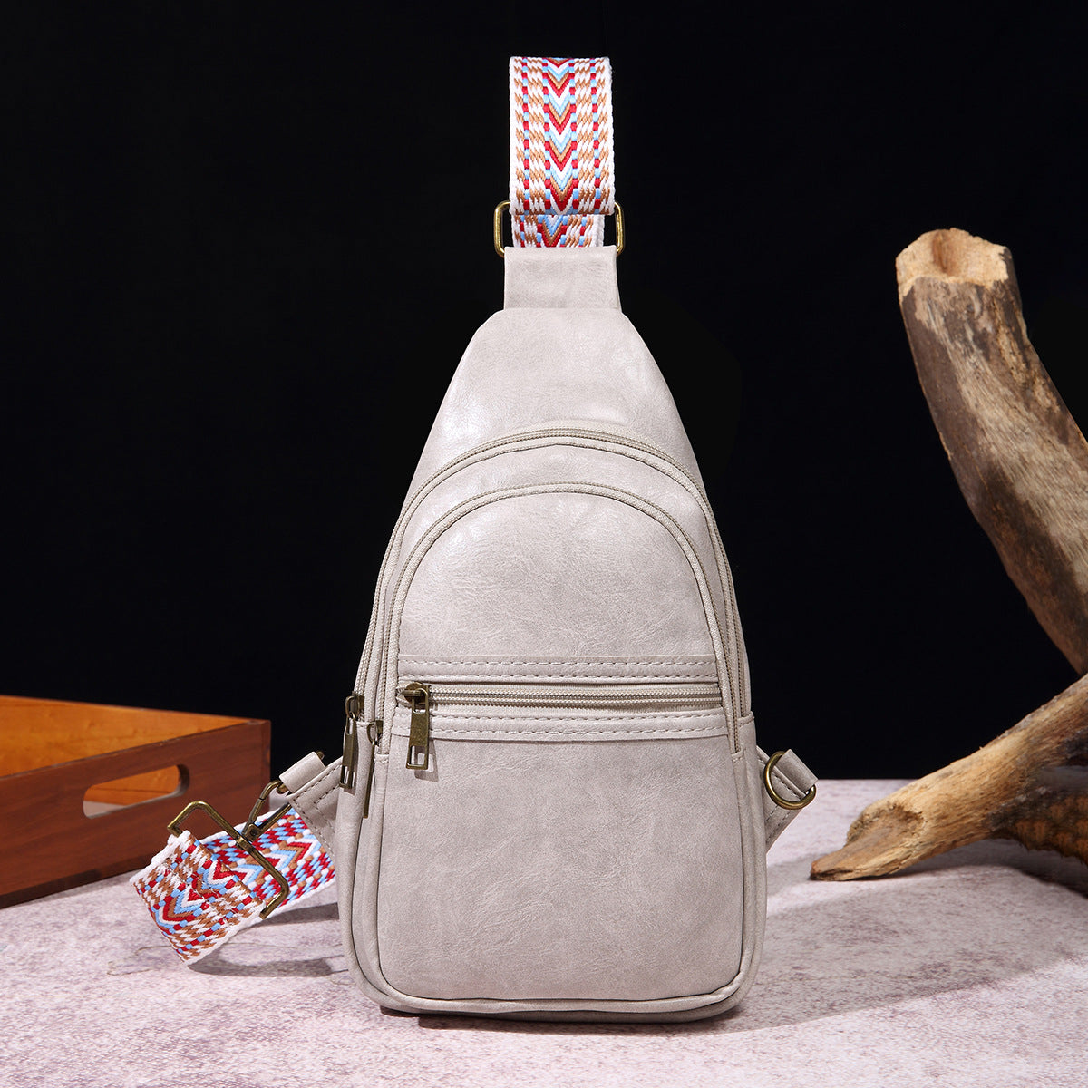 Wholesale Retro Casual Chest Bag PU Solid Color Crossbody Bag Bohemian Style Waist Bag