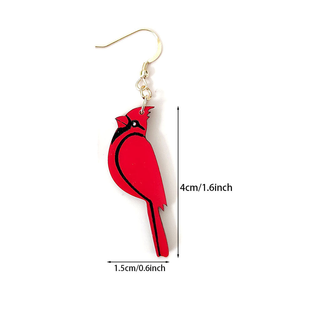 Wholesale Red Bishop Bird Wooden Earrings