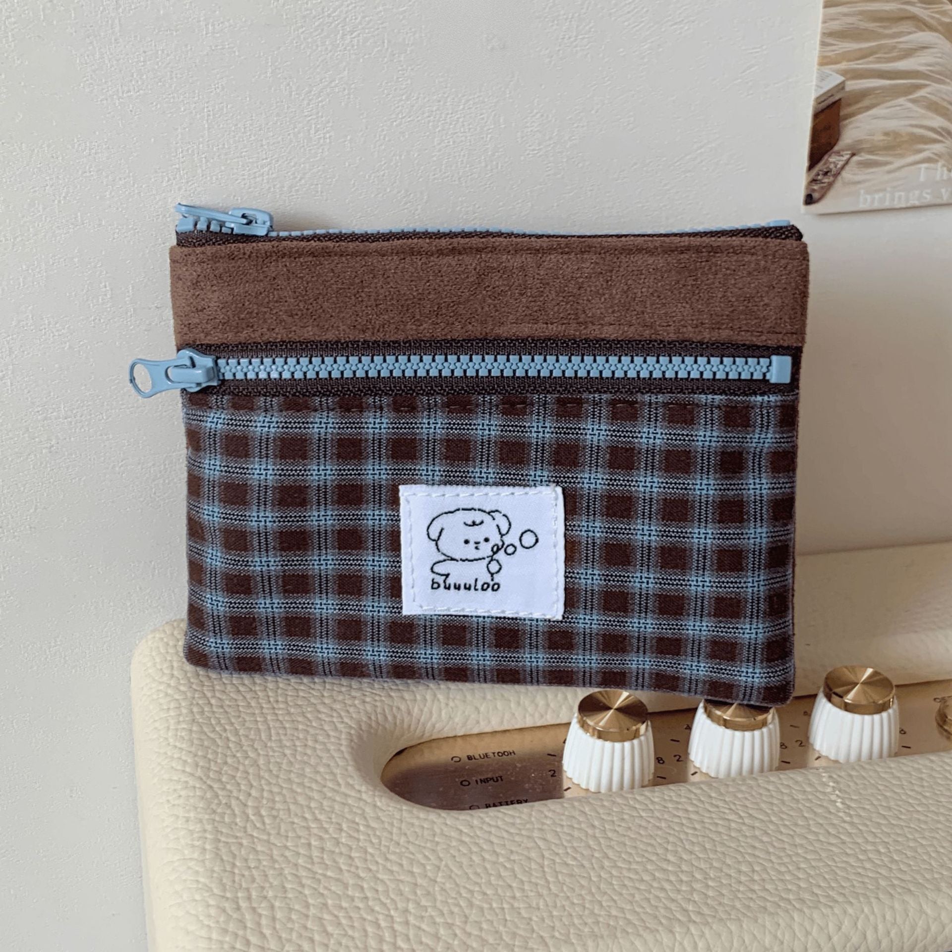 Wholesale Suede double-layer ID splicing coin purse