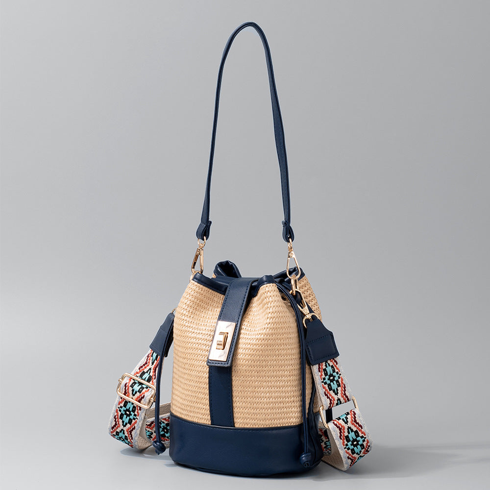 Wholesale Handmade Bucket Crossbody Straw Bag