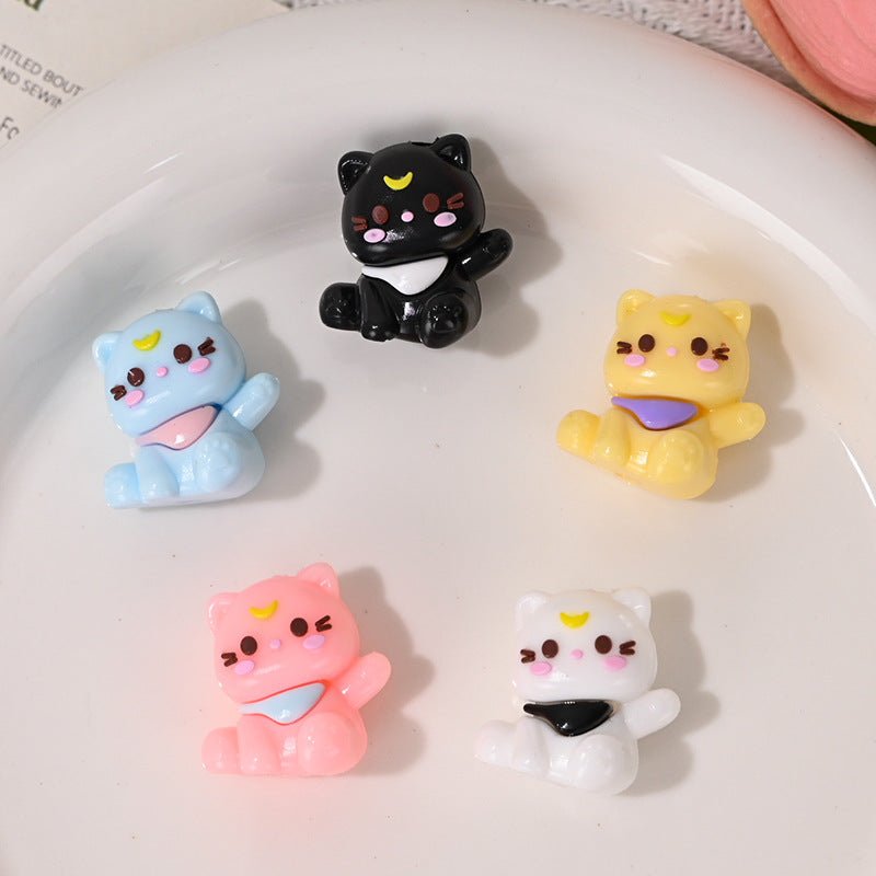Wholesale 10pcs/pack  Colorful Cute Cat Rubber Beads 3D Focal Beads
