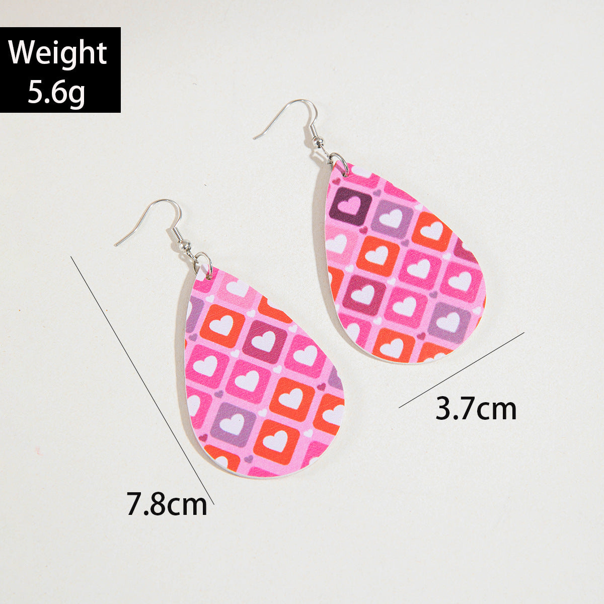 Wholesale Waterdrop Peach Heart Valentine' s Day Sparkling Love Earrings