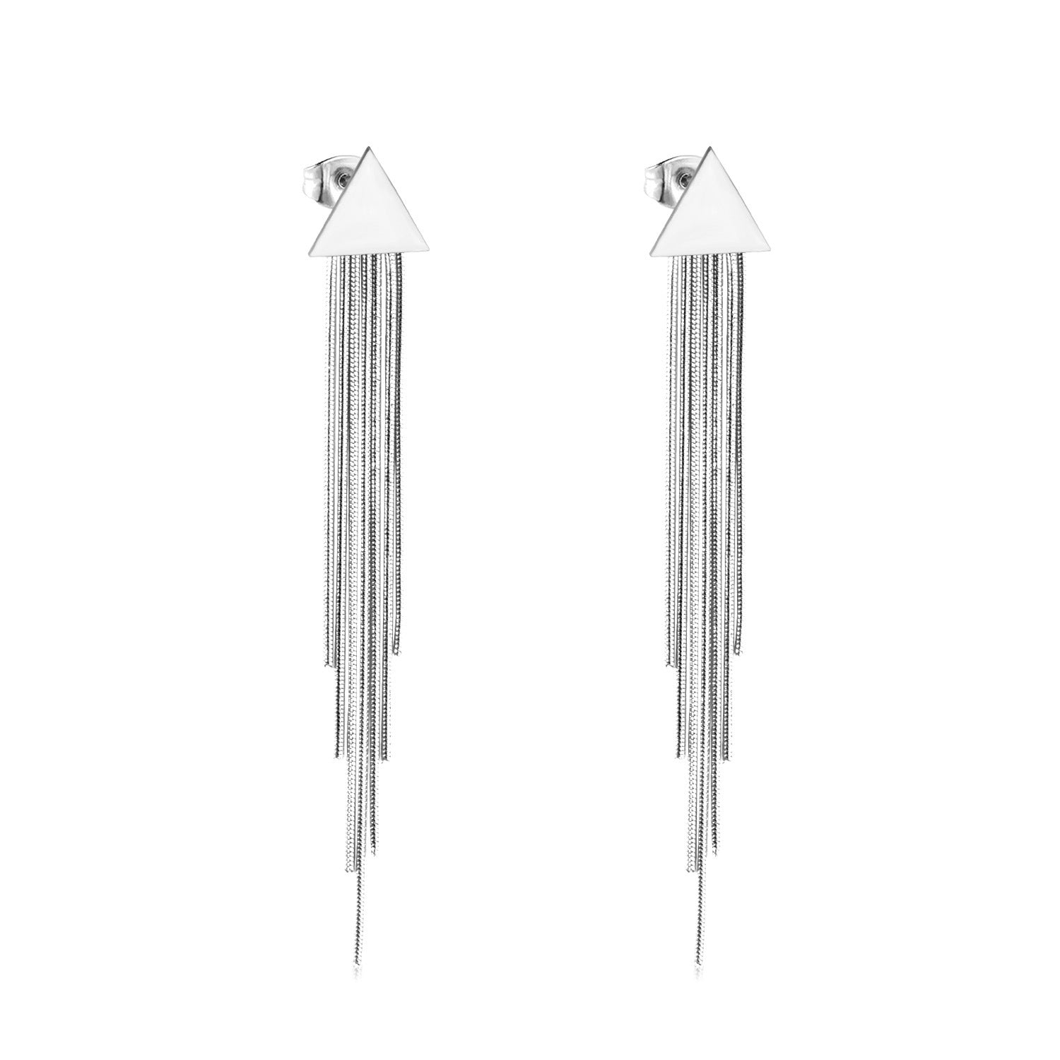 Wholesale Long Stainless Steel Chain Niche Retro Geometric Tassel Earrings