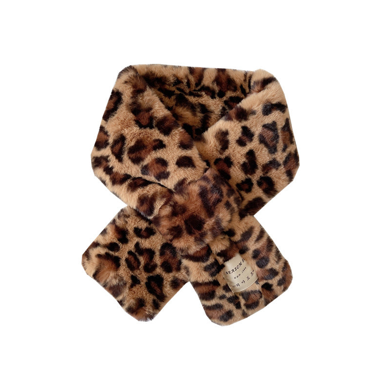 Wholesale Autumn and Winter Leopard Print Thickened Warm Fur Scarves