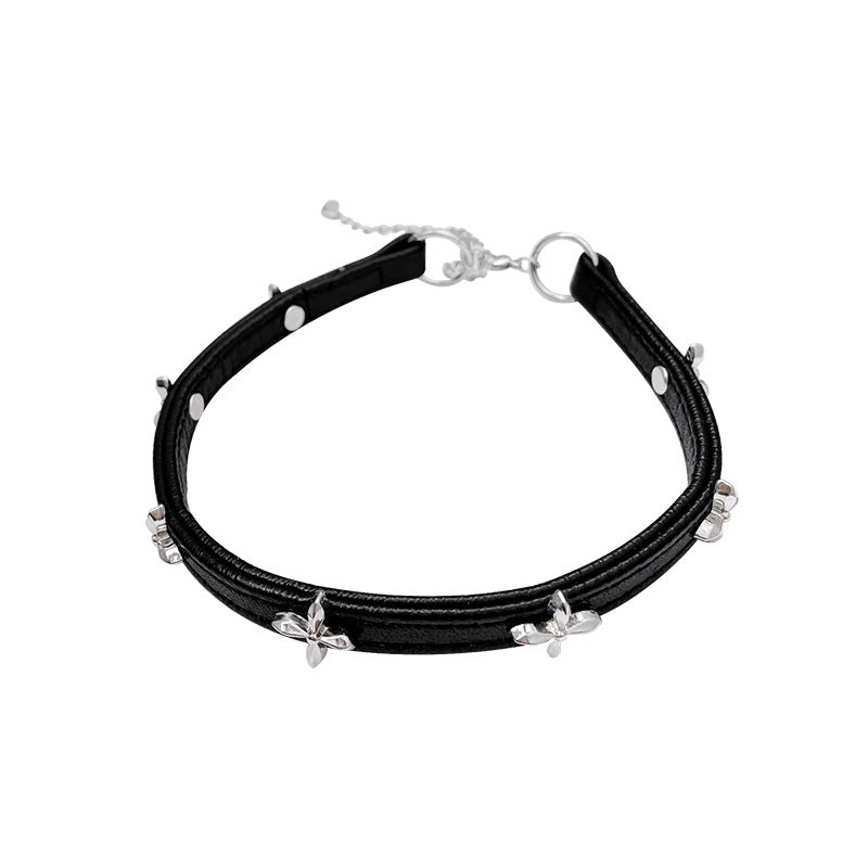 Wholesale Retro dark cross punk gothic style leather clavicle chain