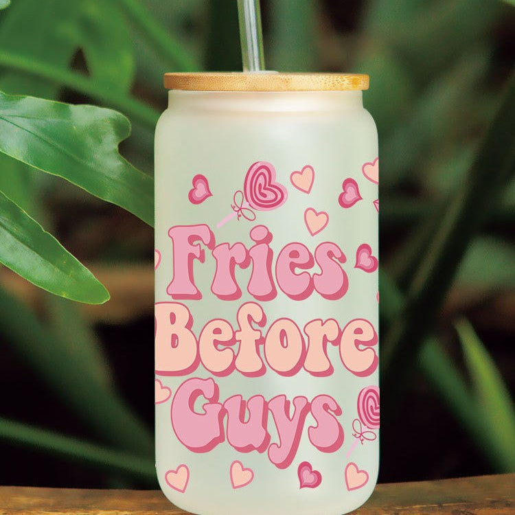Wholesale Cartoon Cute Pink Valentine' s Day Heart 16oz Cup UV DTF Wraps