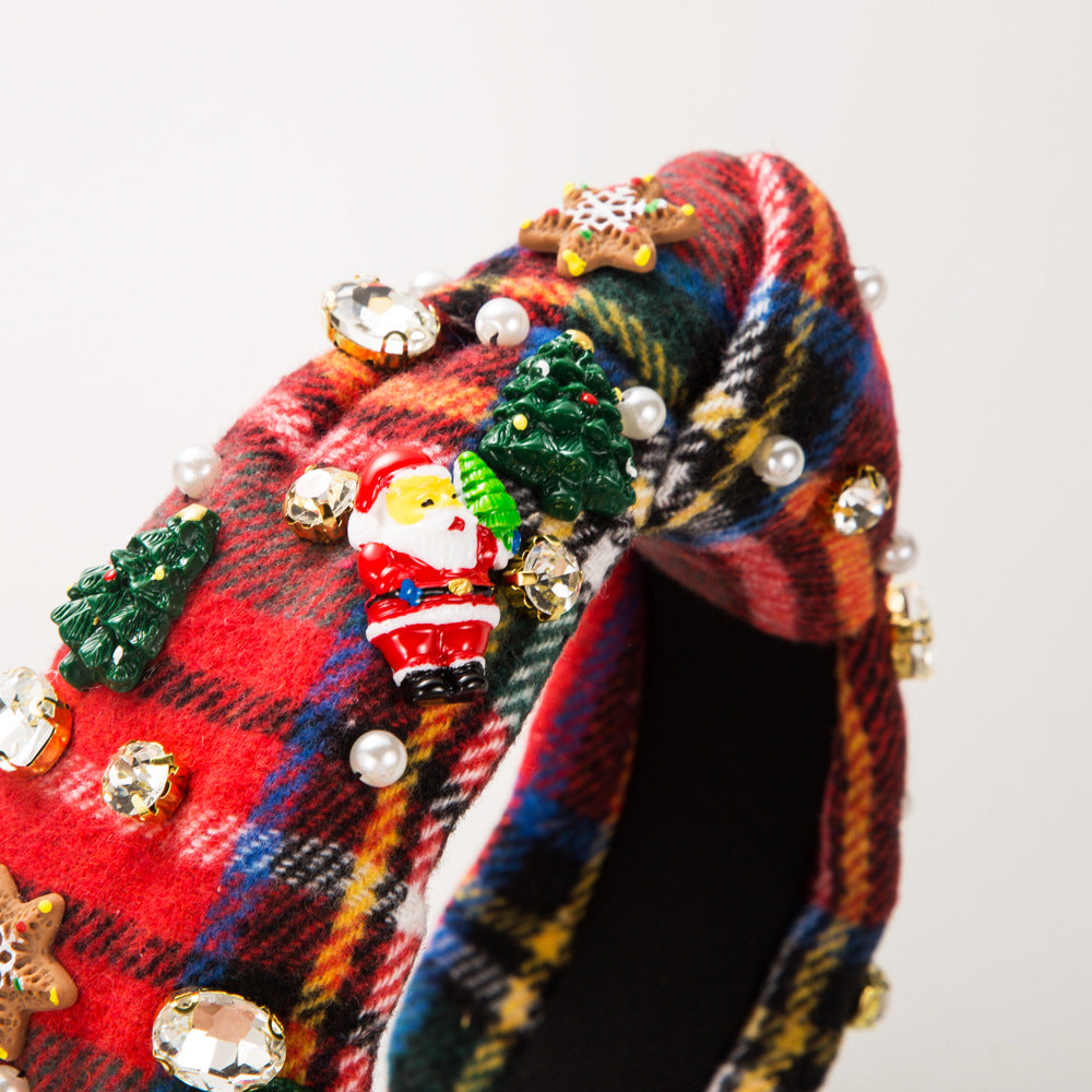 Wholesale Christmas Velvet Studded Pearl Headband