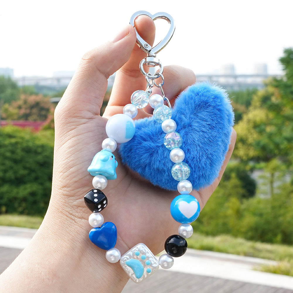 Wholesale Love ball hanging rope acrylic Wristlet Keychain
