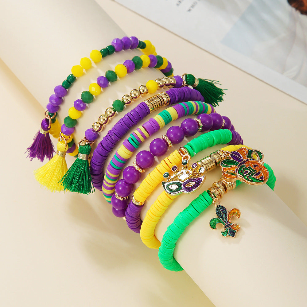 Wholesale Colorful Carnival Polymer Clay Purple Bracelet