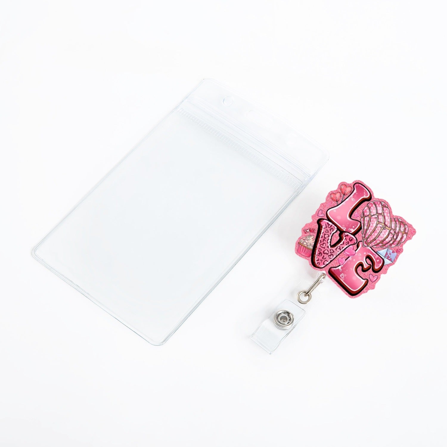 Wholesale romantic heart-shaped acrylic retractable  Badge Reels