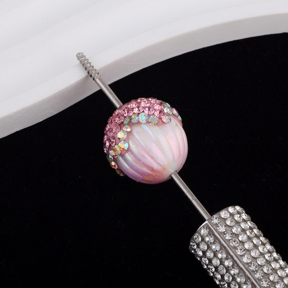 Wholesale 6pcs Acrylic Pine Cone Balls with Pen Soft Clay Straight Hole Beads DIY Accessories