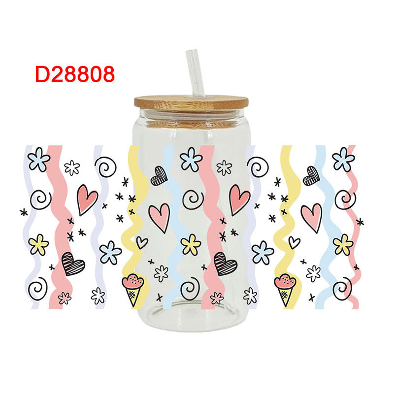 Wholesale Pink Love Valentine's Day 16oz Cup UV DTF Wraps