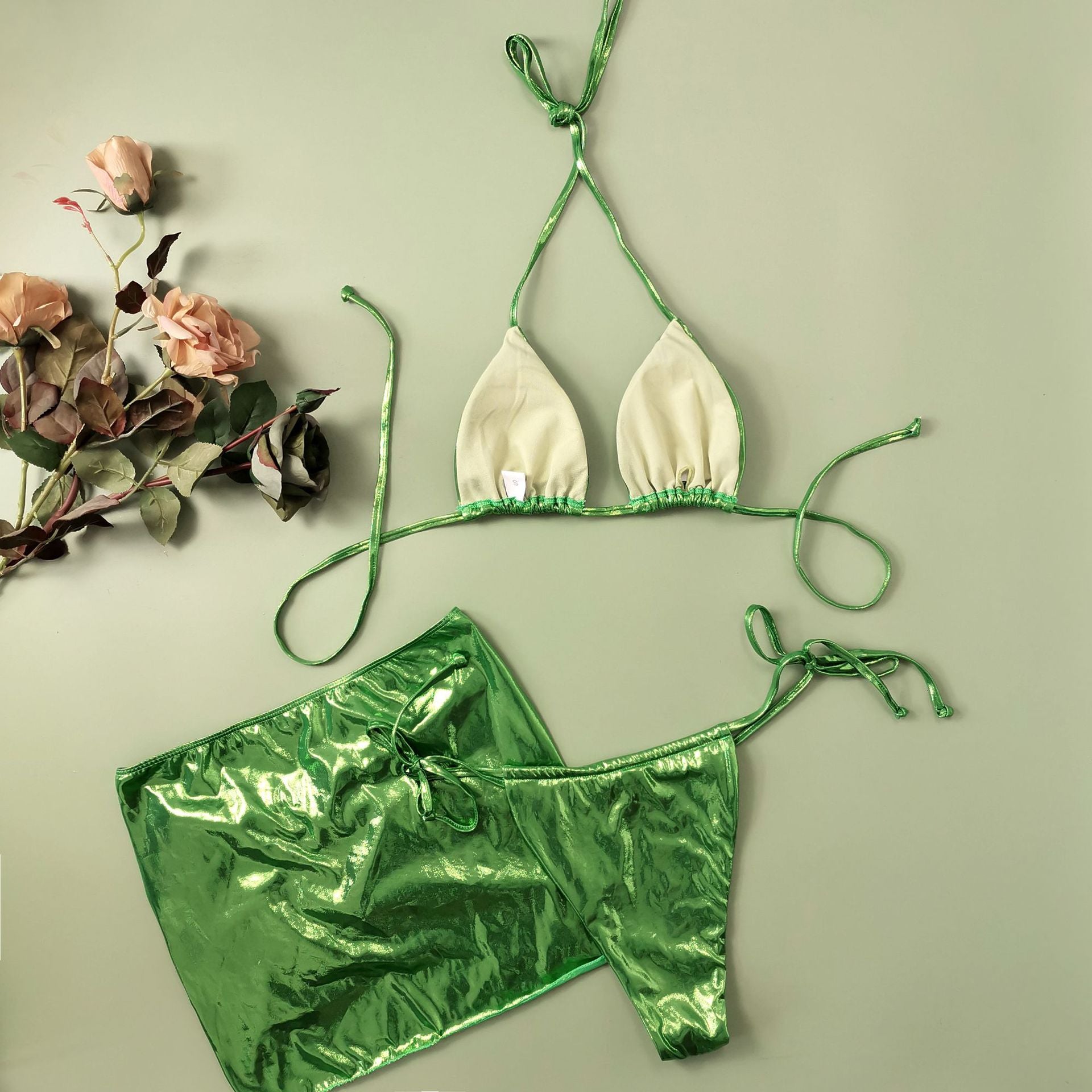 Wholesale Sexy Slim Fit Glitter Fabric Bikini Set