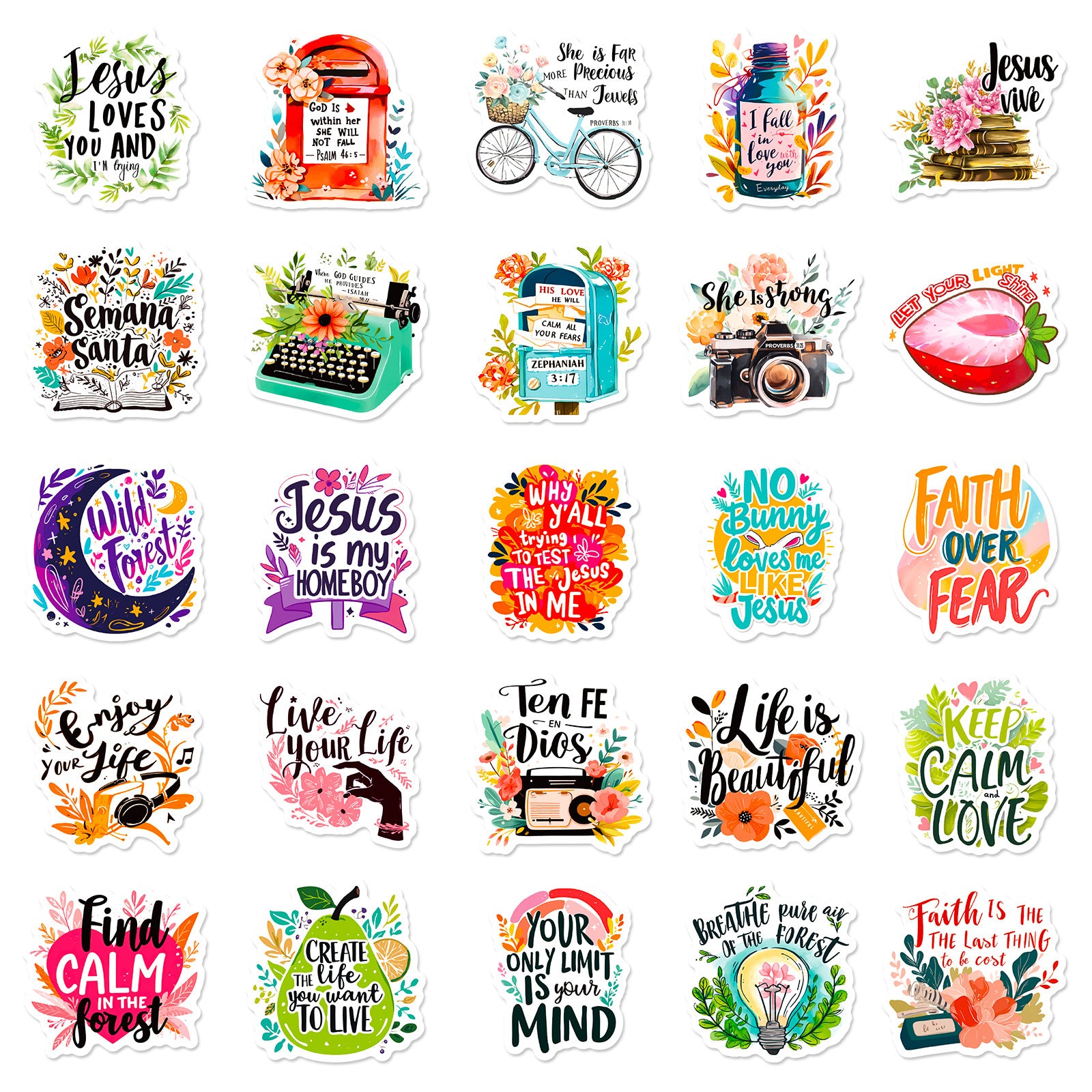 Wholesale 50pcs Bible stickers with positive energy and inspirational quotes