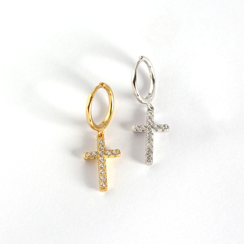 Wholesale Cross Micro Diamond Earrings