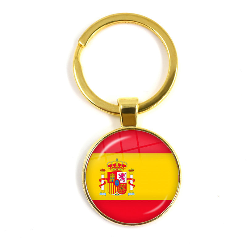 Wholesale Zinc Alloy National Flag Time Gem Keychain